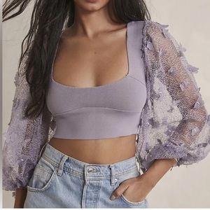 FREE PEOPLE Butterfly Sleeve Crop Top